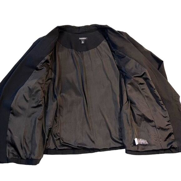 Torrid Womens Suit Jacket Blazer Stretch Open Front Pockets Long Sleeve Black - Picture 5 of 10